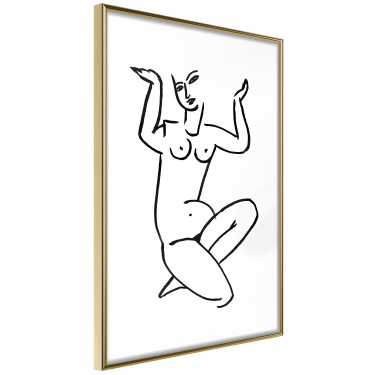 Wall Poster Uncertain Encouragement - black and white line art with the silhouette of a naked woman 119034 additionalImage 6