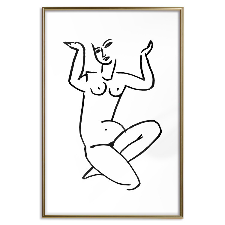 Wall Poster Uncertain Encouragement - black and white line art with the silhouette of a naked woman 119034 additionalImage 14
