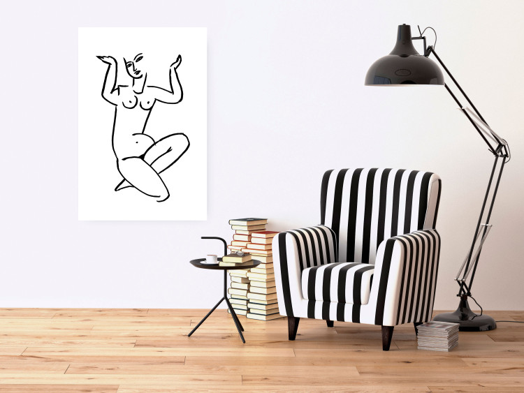 Wall Poster Uncertain Encouragement - black and white line art with the silhouette of a naked woman 119034 additionalImage 2