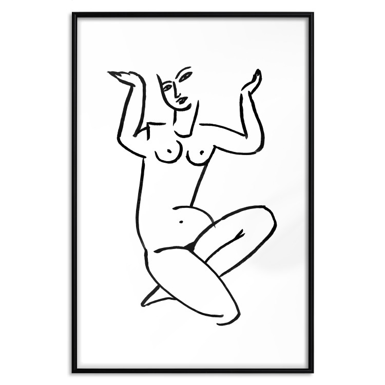 Wall Poster Uncertain Encouragement - black and white line art with the silhouette of a naked woman 119034 additionalImage 15