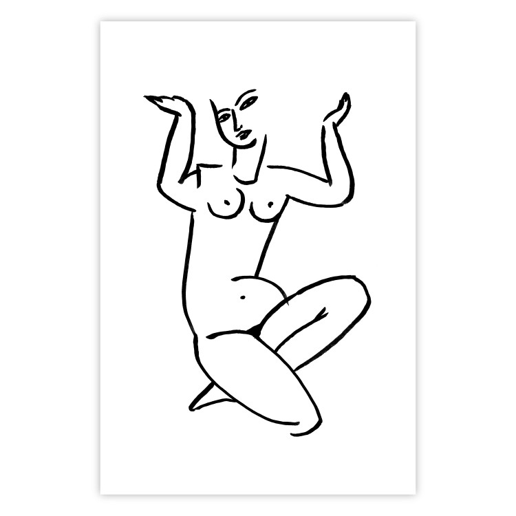 Wall Poster Uncertain Encouragement - black and white line art with the silhouette of a naked woman 119034 additionalImage 19