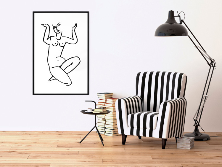 Wall Poster Uncertain Encouragement - black and white line art with the silhouette of a naked woman 119034 additionalImage 4