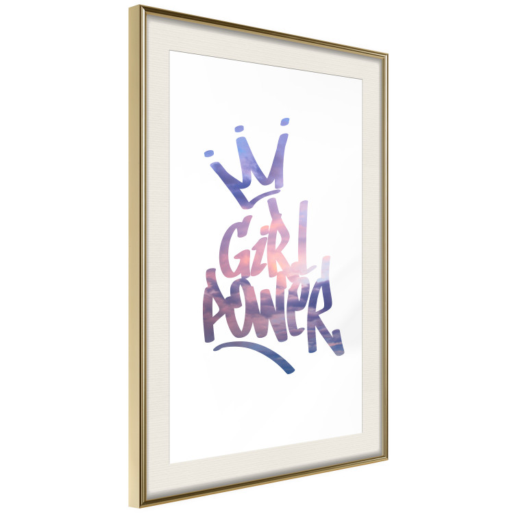 Poster Girl Power - colorful English text with a crown on a white background 122934 additionalImage 2