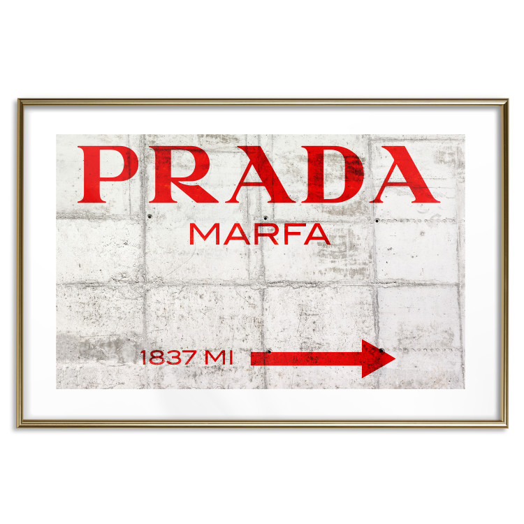 Wall Poster Concrete Prada - red English text on a concrete tile texture 123134 additionalImage 14