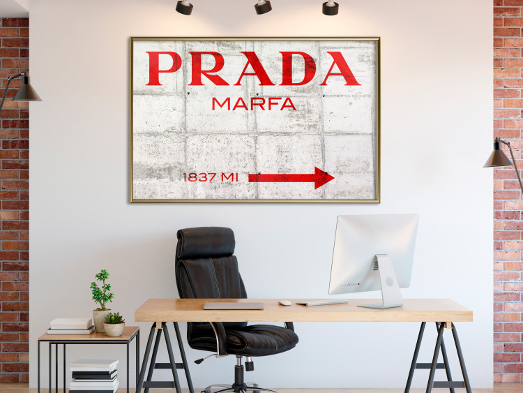 Wall Poster Concrete Prada - red English text on a concrete tile texture 123134 additionalImage 5