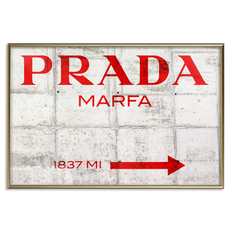 Wall Poster Concrete Prada - red English text on a concrete tile texture 123134 additionalImage 16