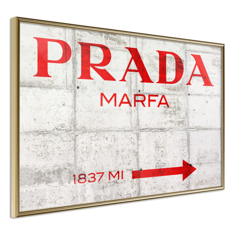 Wall Poster Concrete Prada - red English text on a concrete tile texture 123134 additionalImage 12