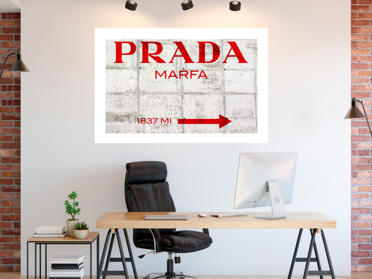 Wall Poster Concrete Prada - red English text on a concrete tile texture 123134 additionalImage 2