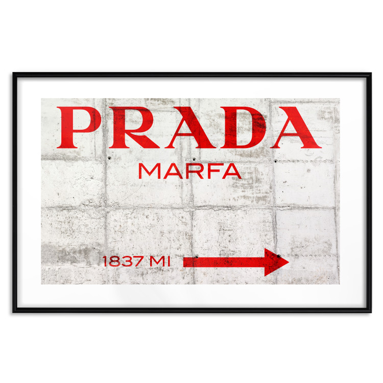 Wall Poster Concrete Prada - red English text on a concrete tile texture 123134 additionalImage 15