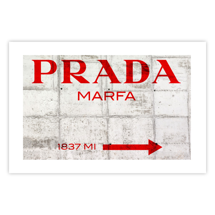Wall Poster Concrete Prada - red English text on a concrete tile texture 123134 additionalImage 19