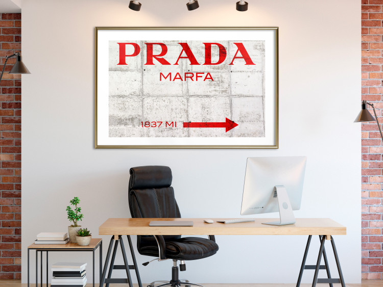 Wall Poster Concrete Prada - red English text on a concrete tile texture 123134 additionalImage 13