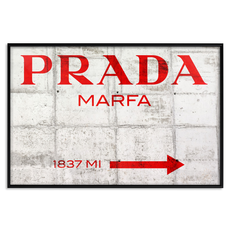 Wall Poster Concrete Prada - red English text on a concrete tile texture 123134 additionalImage 18