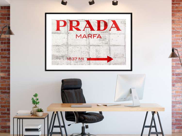 Wall Poster Concrete Prada - red English text on a concrete tile texture 123134 additionalImage 4
