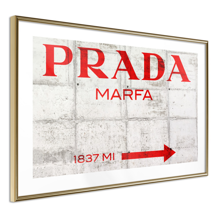 Wall Poster Concrete Prada - red English text on a concrete tile texture 123134 additionalImage 6