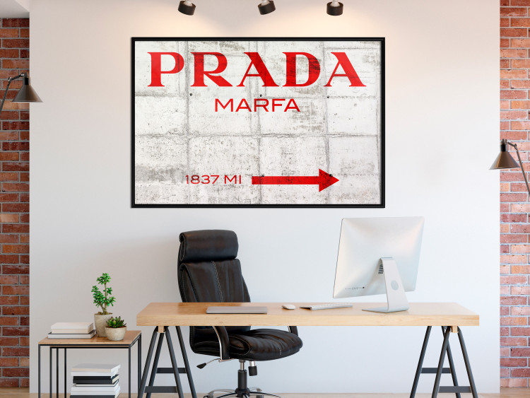 Wall Poster Concrete Prada - red English text on a concrete tile texture 123134 additionalImage 3