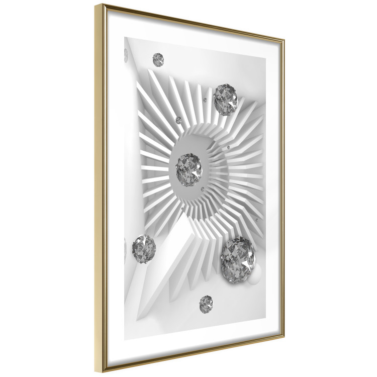 Wall Poster Domino Effect - abstract white space with silver crystals 123934 additionalImage 6