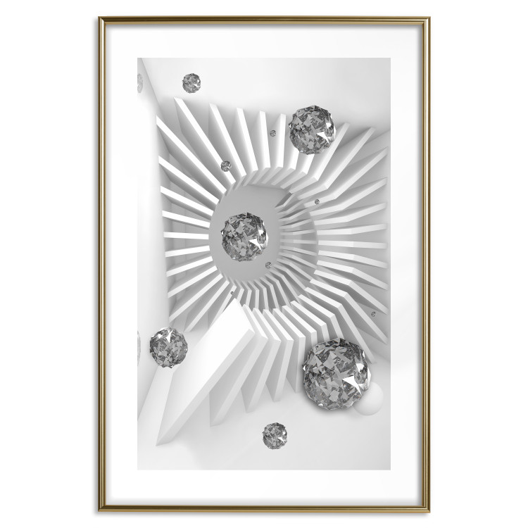 Wall Poster Domino Effect - abstract white space with silver crystals 123934 additionalImage 14