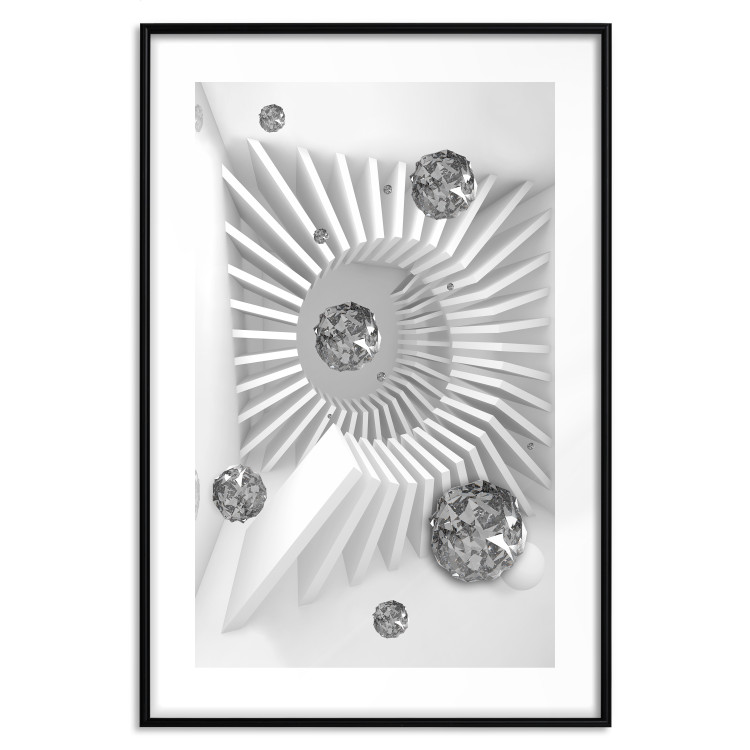 Wall Poster Domino Effect - abstract white space with silver crystals 123934 additionalImage 15