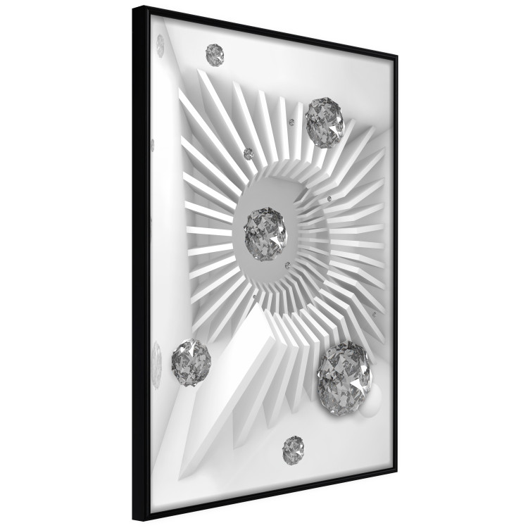 Wall Poster Domino Effect - abstract white space with silver crystals 123934 additionalImage 10