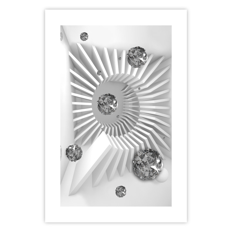 Wall Poster Domino Effect - abstract white space with silver crystals 123934 additionalImage 19