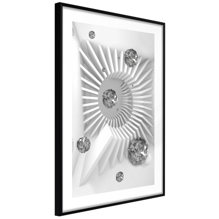 Wall Poster Domino Effect - abstract white space with silver crystals 123934 additionalImage 11