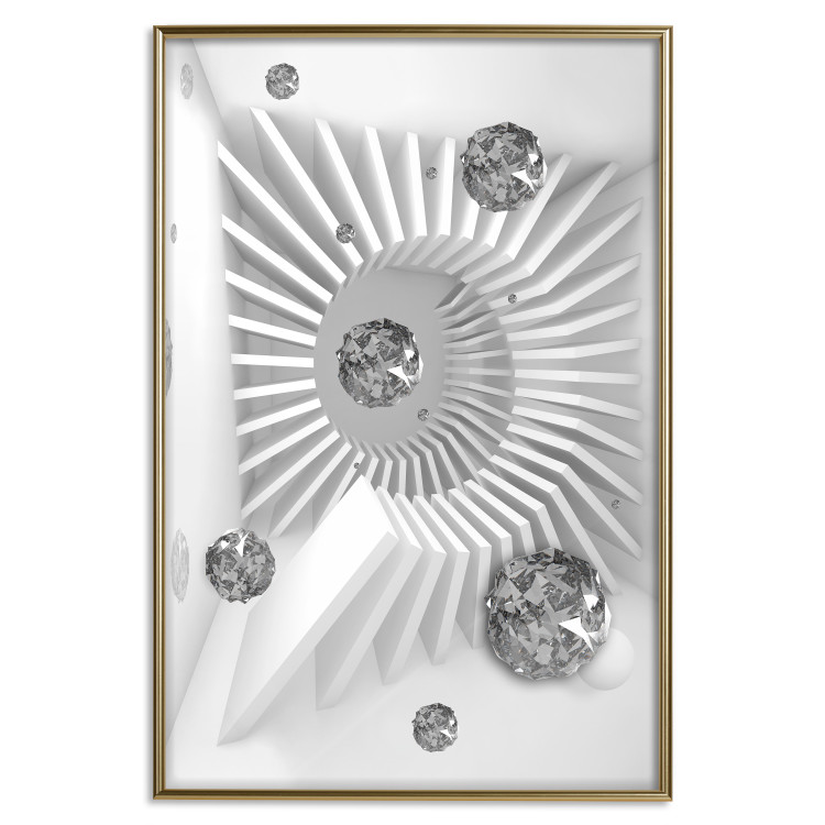 Wall Poster Domino Effect - abstract white space with silver crystals 123934 additionalImage 16