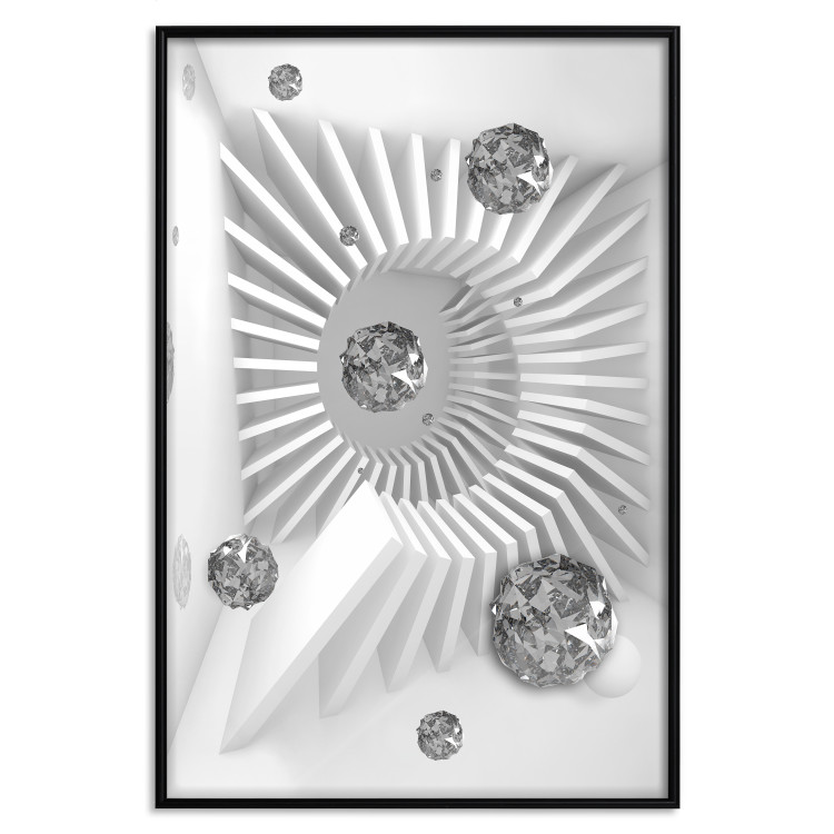 Wall Poster Domino Effect - abstract white space with silver crystals 123934 additionalImage 18