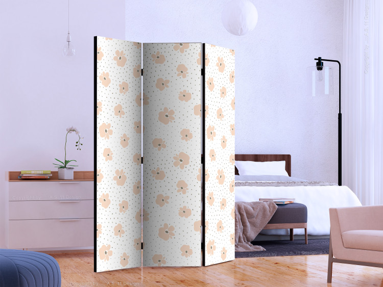 Folding Screen Childish Blossoms (3-piece) - light background with pink floral petals 124034 additionalImage 2