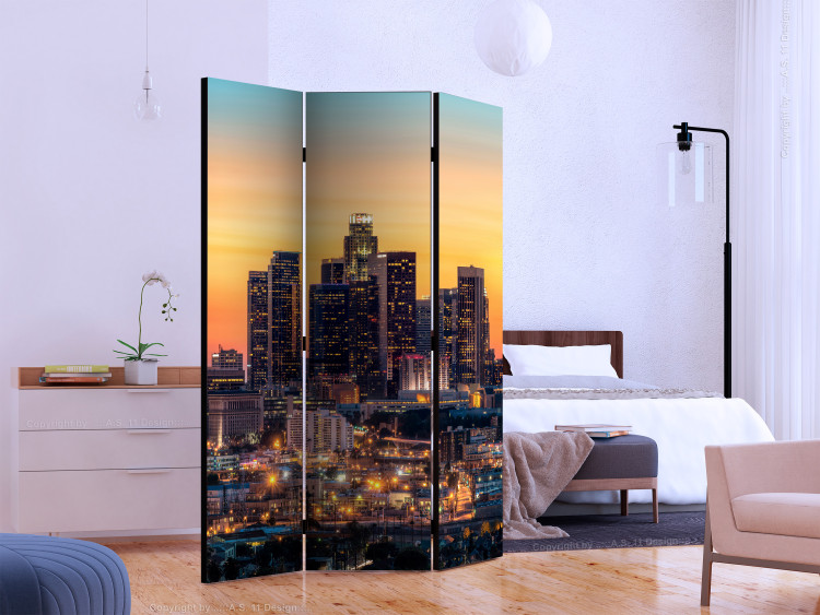 Folding Screen Californian Evening (3-piece) - tall skyscrapers and sunset 124134 additionalImage 2