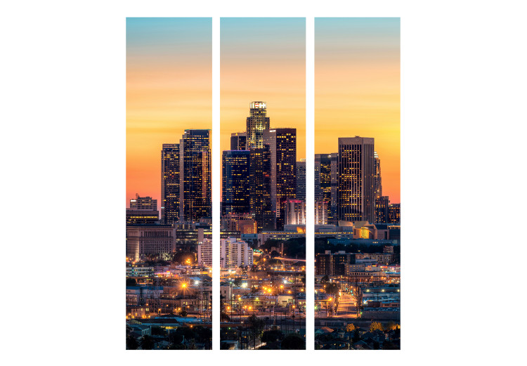 Folding Screen Californian Evening (3-piece) - tall skyscrapers and sunset 124134 additionalImage 3