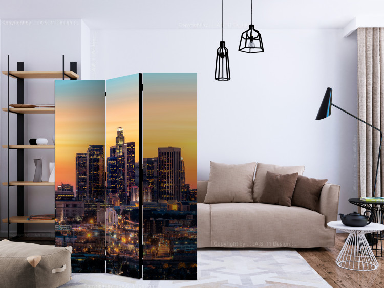 Folding Screen Californian Evening (3-piece) - tall skyscrapers and sunset 124134 additionalImage 4