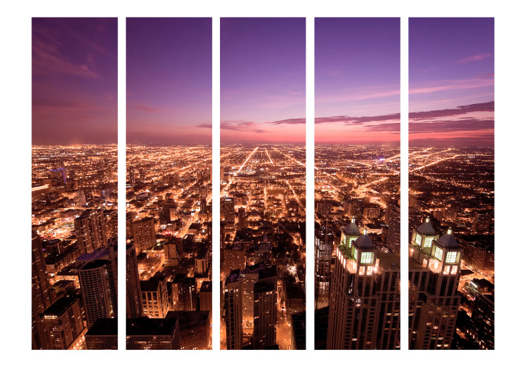 Room Separator Chicago Skyline II (5-piece) - night sky over the sleeping city 124234 additionalImage 3