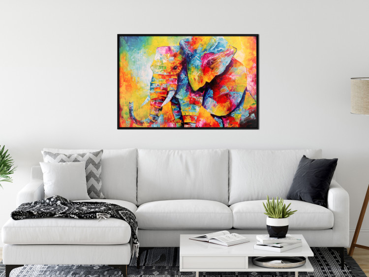 Wall Poster Colorful Animals: Elephant - multicolored animal in watercolor motif 127034 additionalImage 4