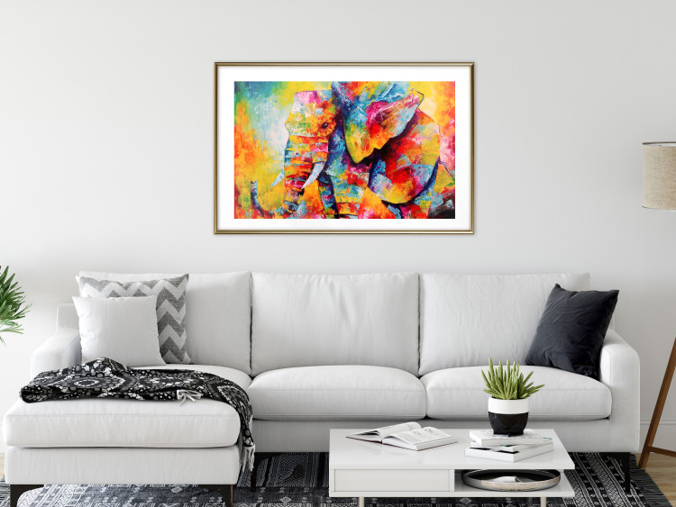 Wall Poster Colorful Animals: Elephant - multicolored animal in watercolor motif 127034 additionalImage 13