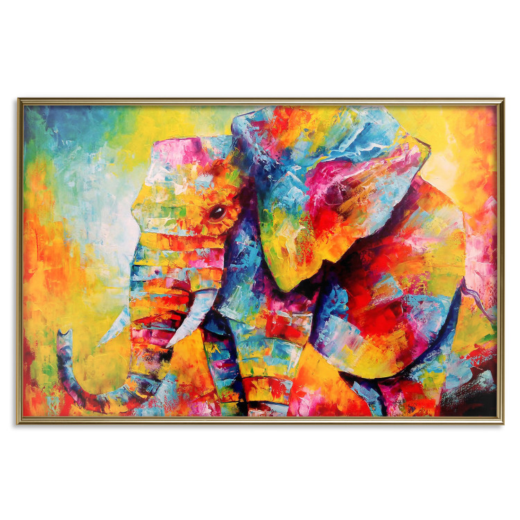 Wall Poster Colorful Animals: Elephant - multicolored animal in watercolor motif 127034 additionalImage 17