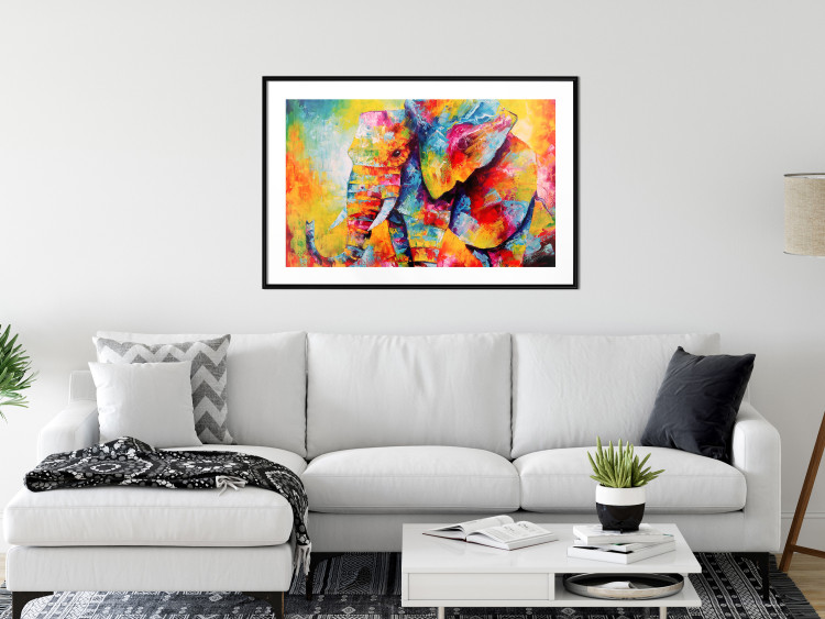 Wall Poster Colorful Animals: Elephant - multicolored animal in watercolor motif 127034 additionalImage 18