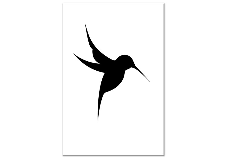 Canvas Flying Hummingbird - black bird drawing on a white background 128034