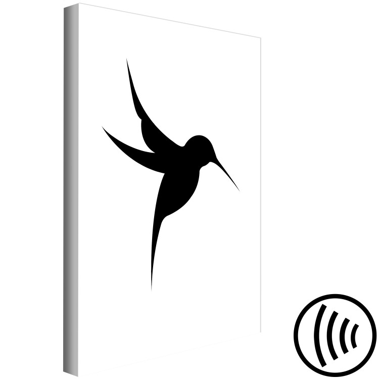 Canvas Flying Hummingbird - black bird drawing on a white background 128034 additionalImage 6