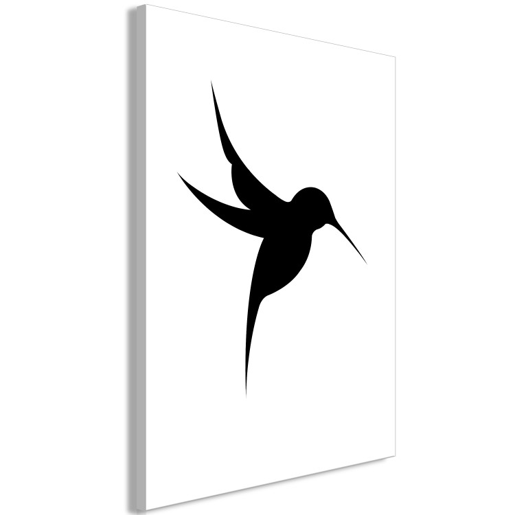 Canvas Flying Hummingbird - black bird drawing on a white background 128034 additionalImage 2