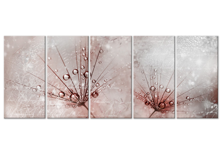 Canvas Print Wet Dandelions (5-part) narrow - flowers in an abstract motif 128834