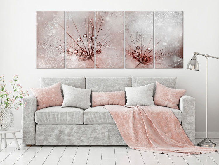 Canvas Print Wet Dandelions (5-part) narrow - flowers in an abstract motif 128834 additionalImage 3