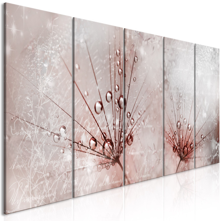 Canvas Print Wet Dandelions (5-part) narrow - flowers in an abstract motif 128834 additionalImage 2
