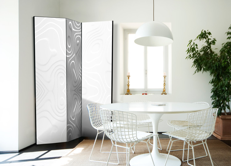 Room Divider Waves of White (3-piece) - modern abstraction in light tones 128934 additionalImage 4