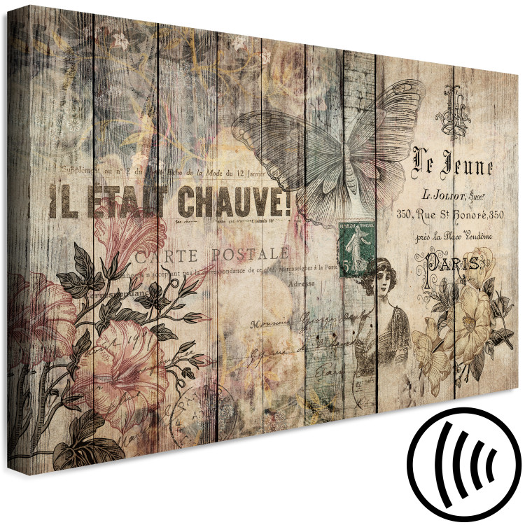 Canvas Her Diary (1-part) wide - patterns on wood in vintage style 129134 additionalImage 6