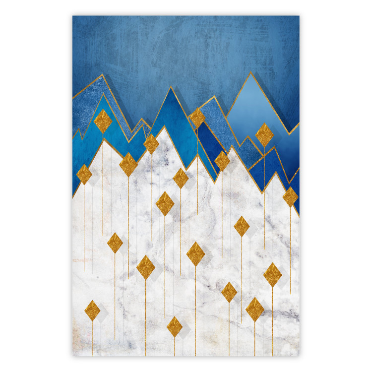 Poster Snowy Land - geometric abstraction with winter mountain landscape 129434