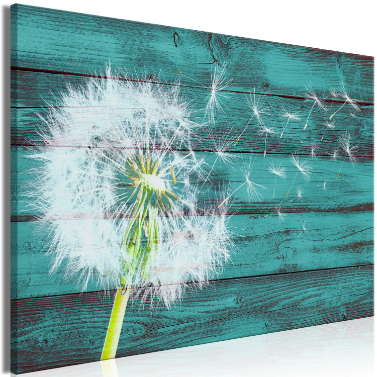 Canvas Print Windy Summer (1-part) wide - dandelion on a blue background 129534 additionalImage 2