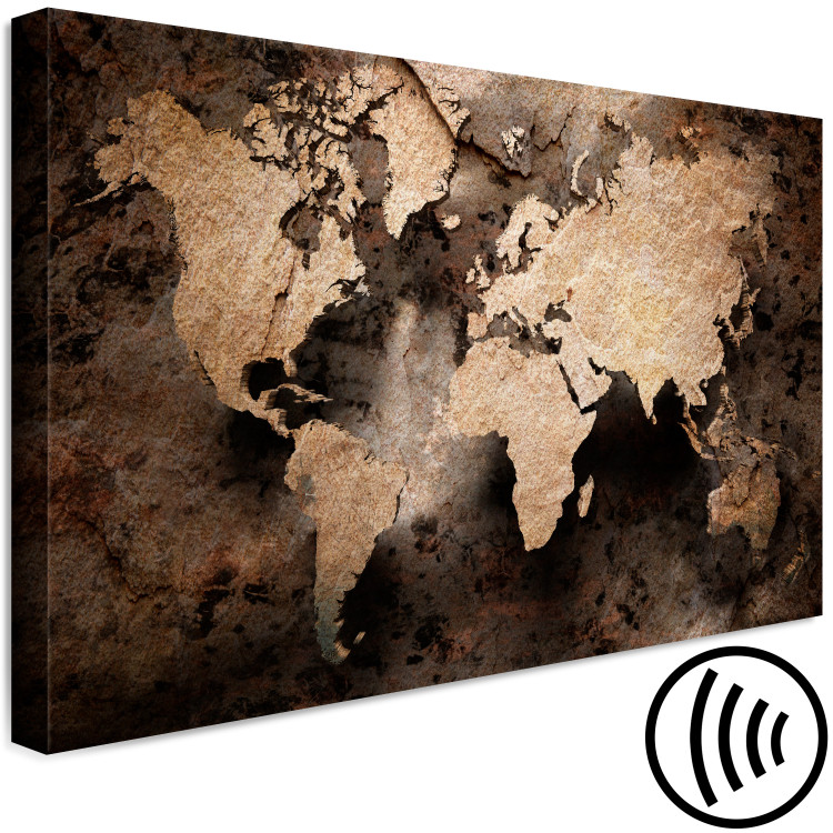 Canvas Print Sandstone Map (1-piece) Wide - world map covered in bronze 130534 additionalImage 6