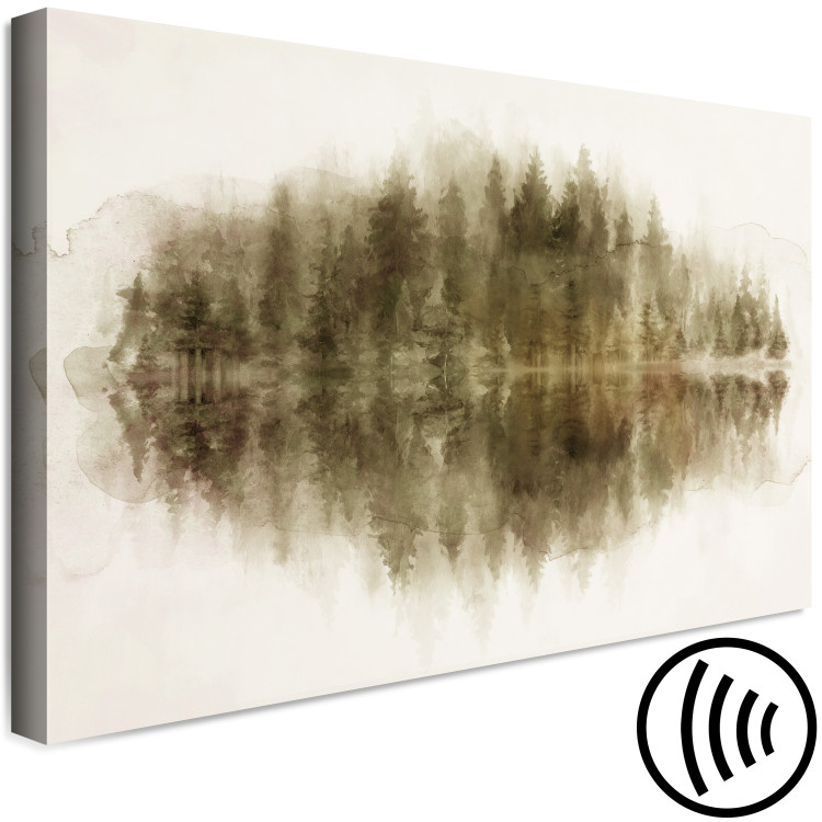 Canvas Green grove - watercolour forest by the lake landscape 131634 additionalImage 6