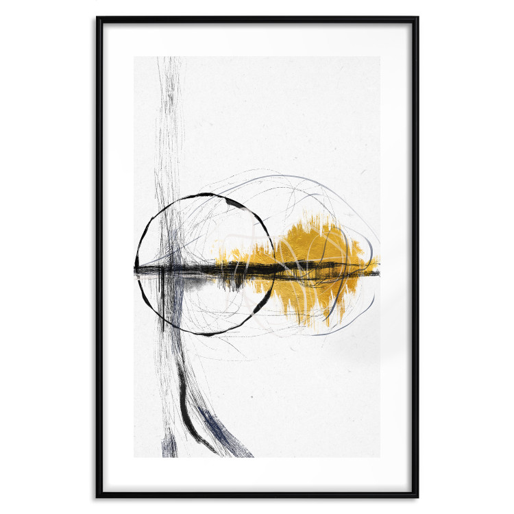 Poster Golden Sunrise - artistic black lines and patterns in an abstract style 131834 additionalImage 19