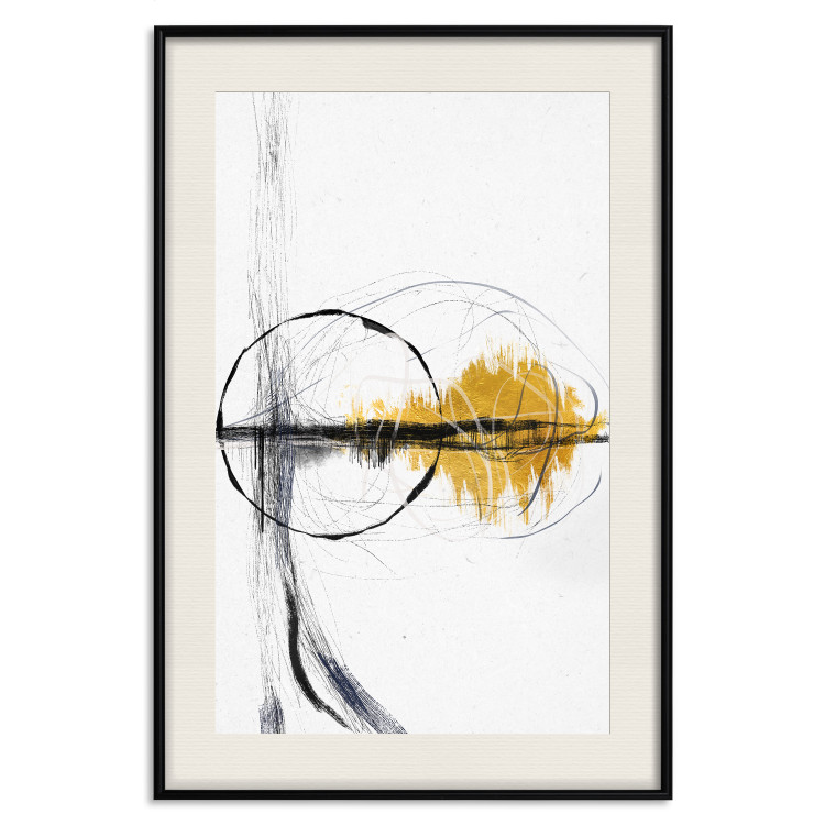 Poster Golden Sunrise - artistic black lines and patterns in an abstract style 131834 additionalImage 26